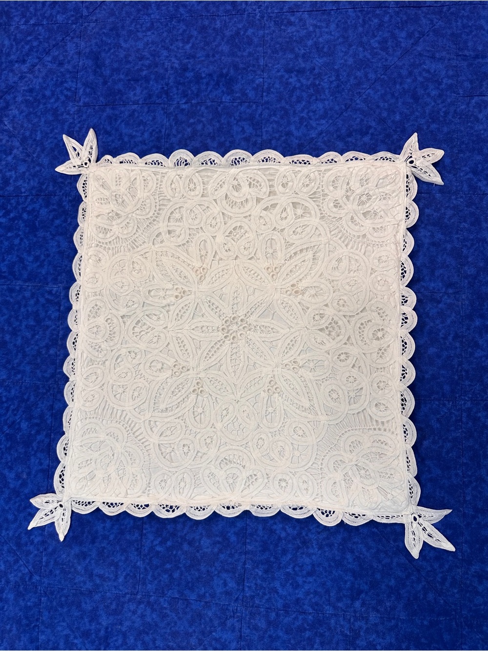 VTG Battenburg Lace Pillow Sham Cotton White 17x17 French Country Cottagecore
